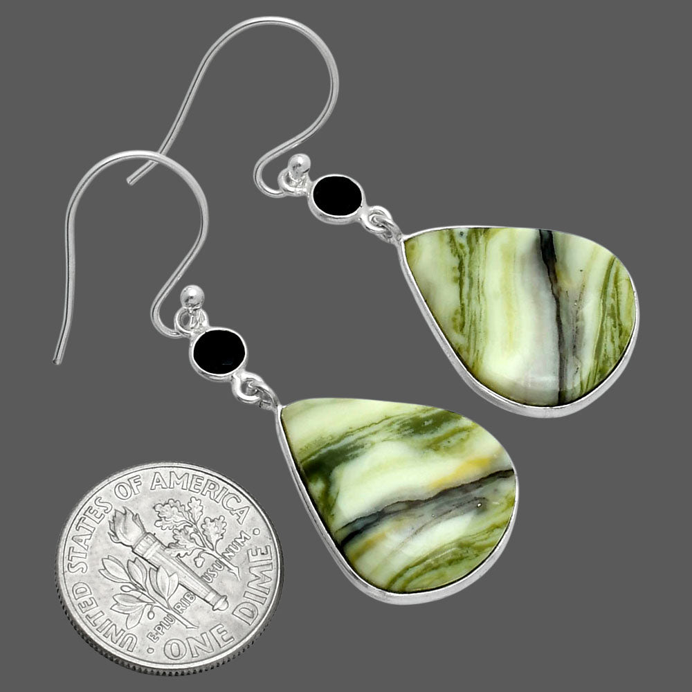 Saturn Chalcedony & Black Onyx Earrings E-1002 SDE89284