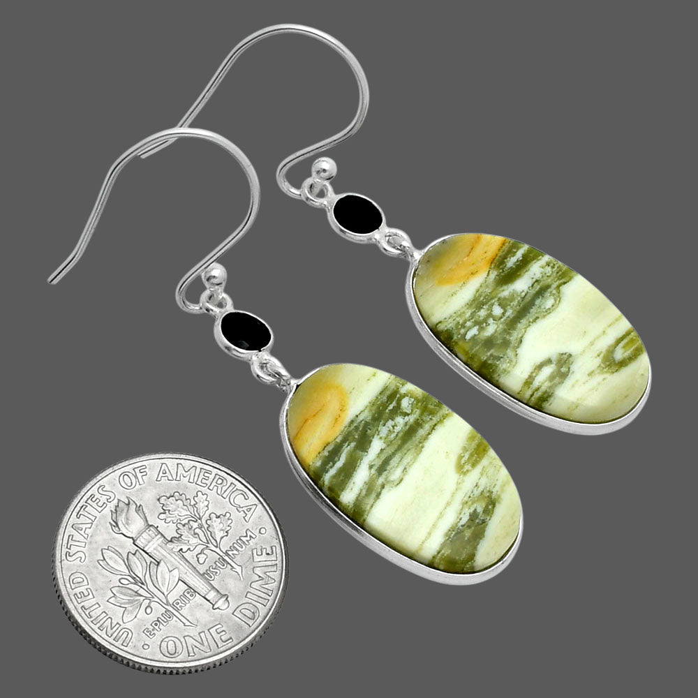 Saturn Chalcedony & Black Onyx Earrings E-1002 SDE89286