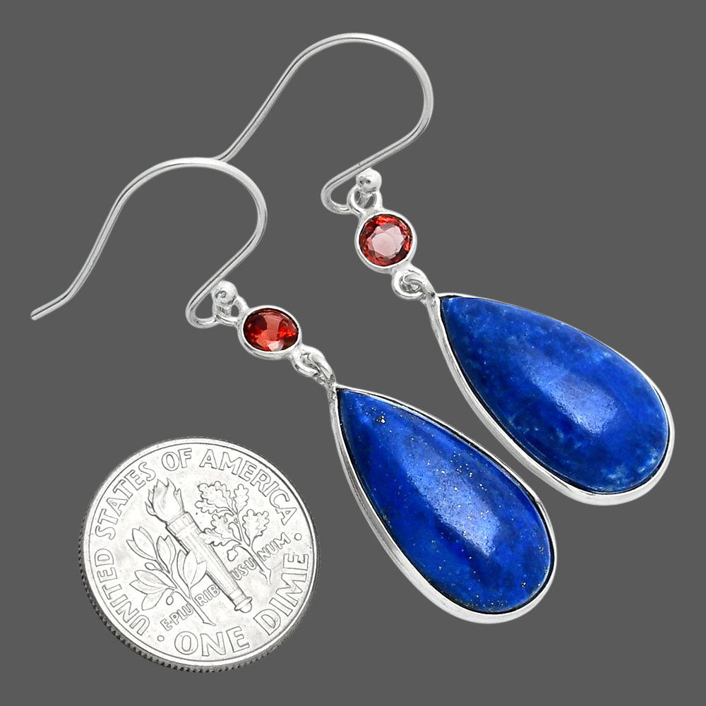 Lapis Lazuli - Afghanistan & Garnet Earrings E-1002 SDE89354