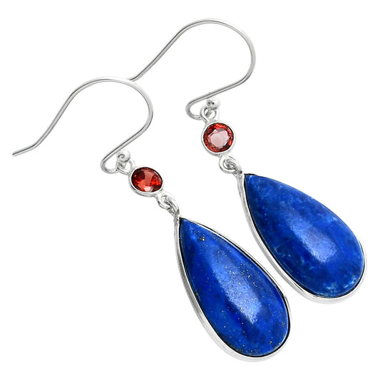 Lapis Lazuli - Afghanistan & Garnet Earrings E-1002 SDE89354