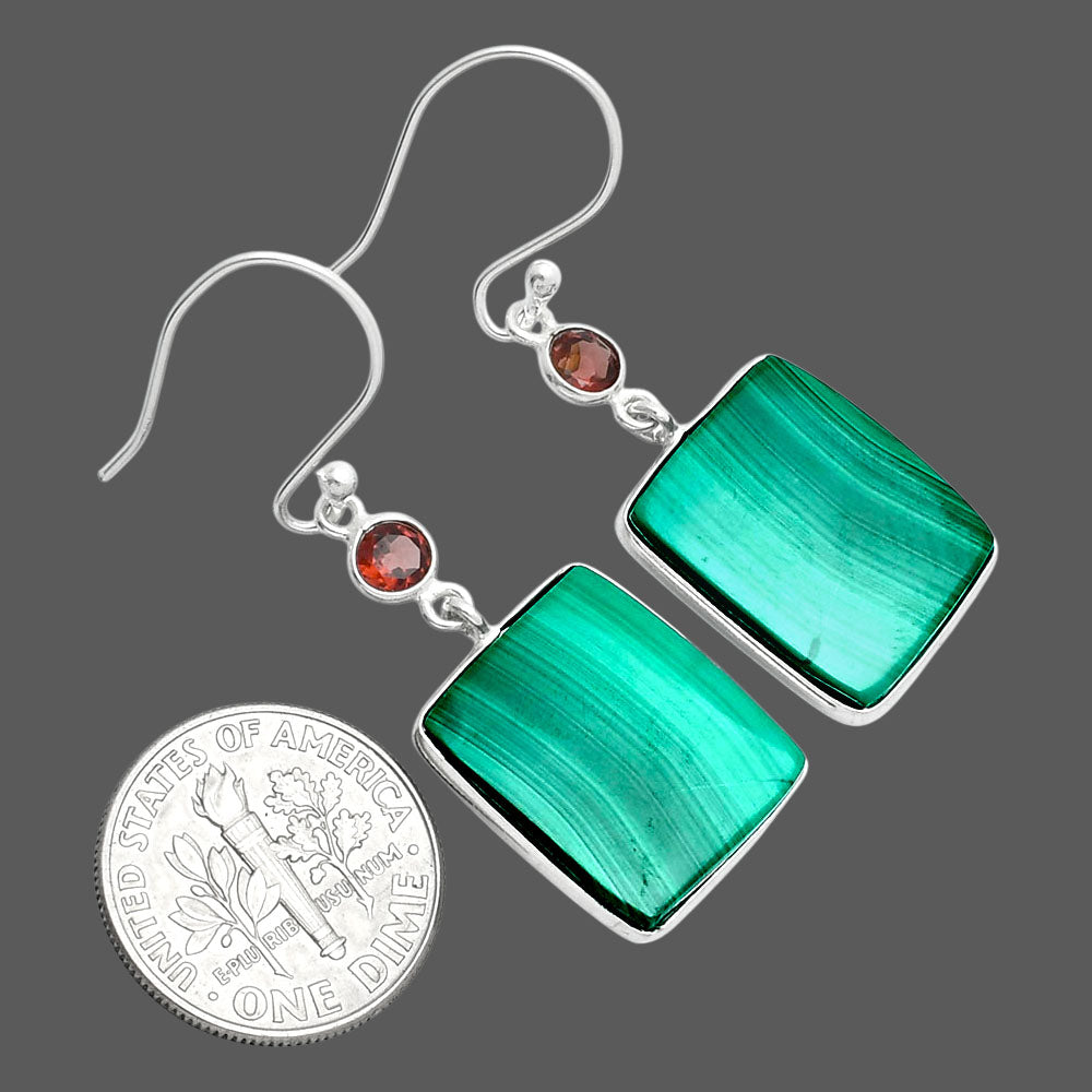Malachite Eye - Congo & Garnet Earrings E-1002 SDE89391