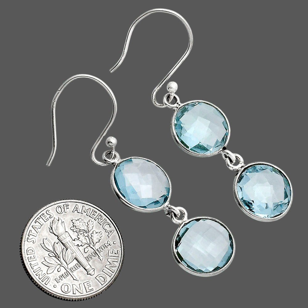 Sky Blue Topaz Checker Briolette Earrings E-1006 SDE89475
