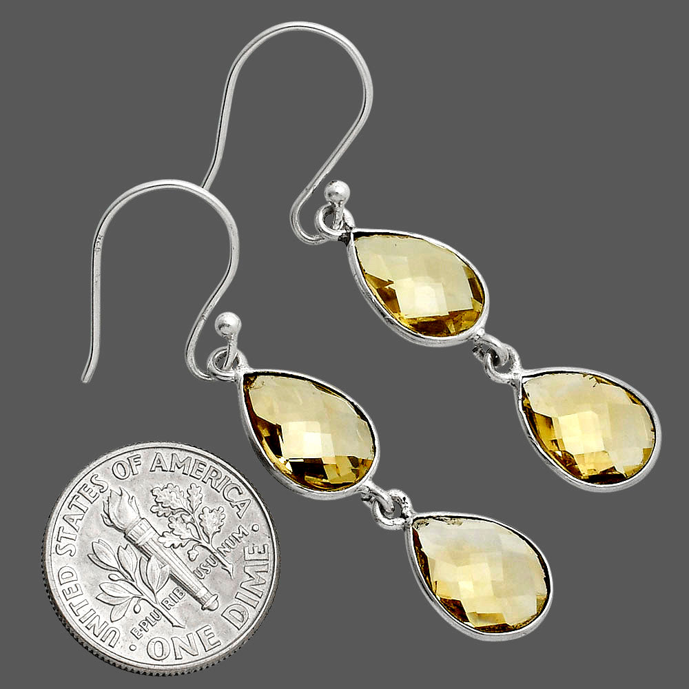 Natural Citrine Checker Briolette Earrings E-1006 SDE89483