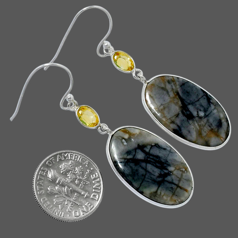 Natural Picasso Jasper & Citrine Earrings E-1002 SDE89755