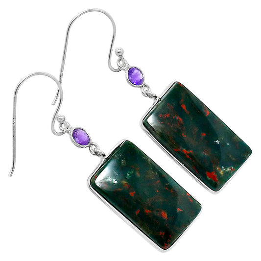 Blood Stone - India & Amethyst Earrings E-1002 SDE89786