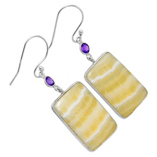 Natural Yellow Aragonite & Amethyst Earrings E-1002 SDE89791