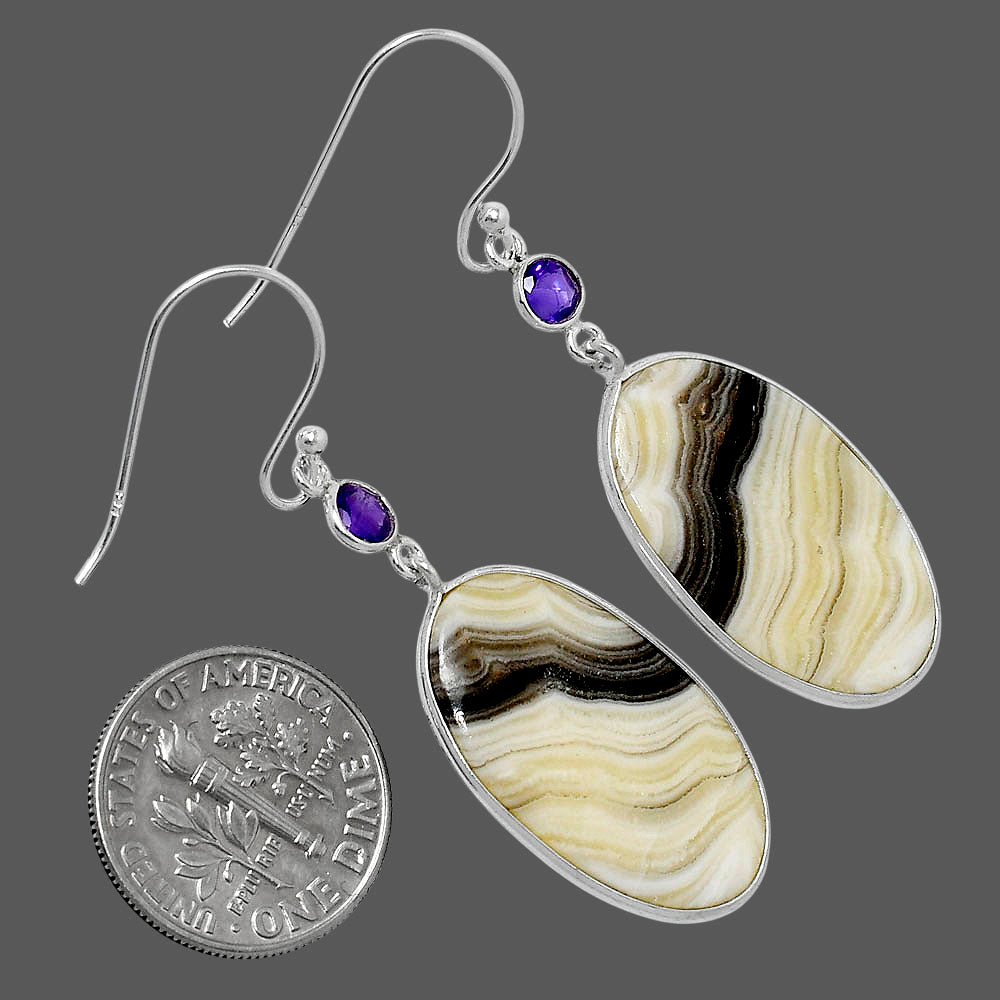 Natural Prairie Agate & Amethyst Earrings E-1002 SDE89797