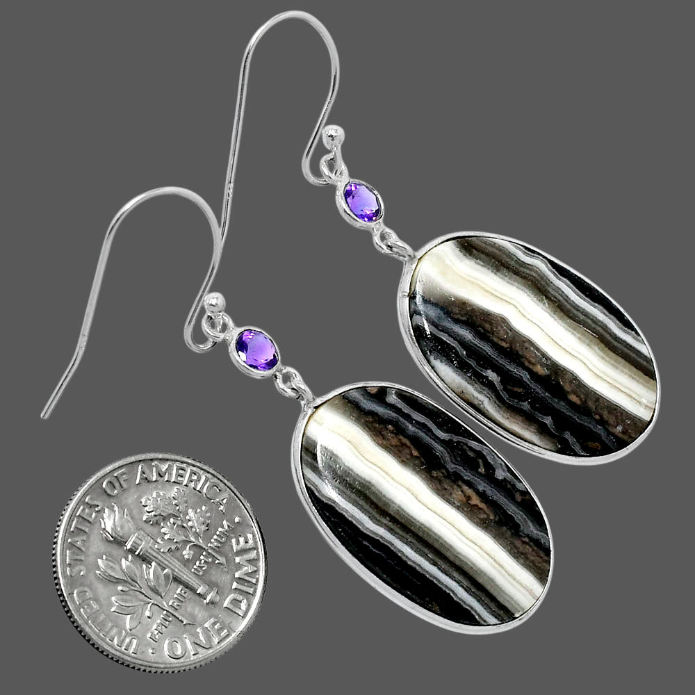 Natural Prairie Agate & Amethyst Earrings E-1002 SDE89798