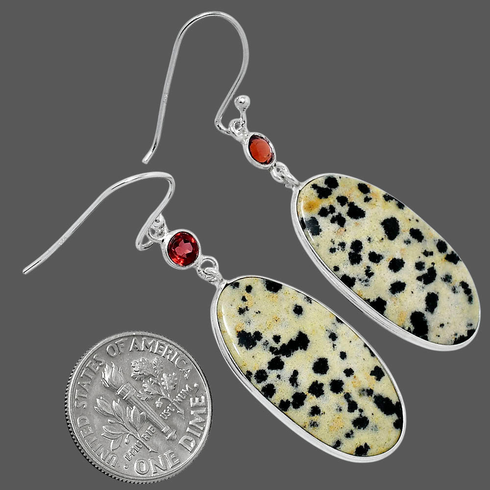 Natural Dalmatian & Garnet Earrings E-1002 SDE89809