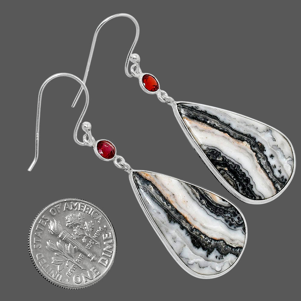 Natural Prairie Agate & Garnet Earrings E-1002 SDE89816