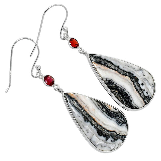 Natural Prairie Agate & Garnet Earrings E-1002 SDE89816