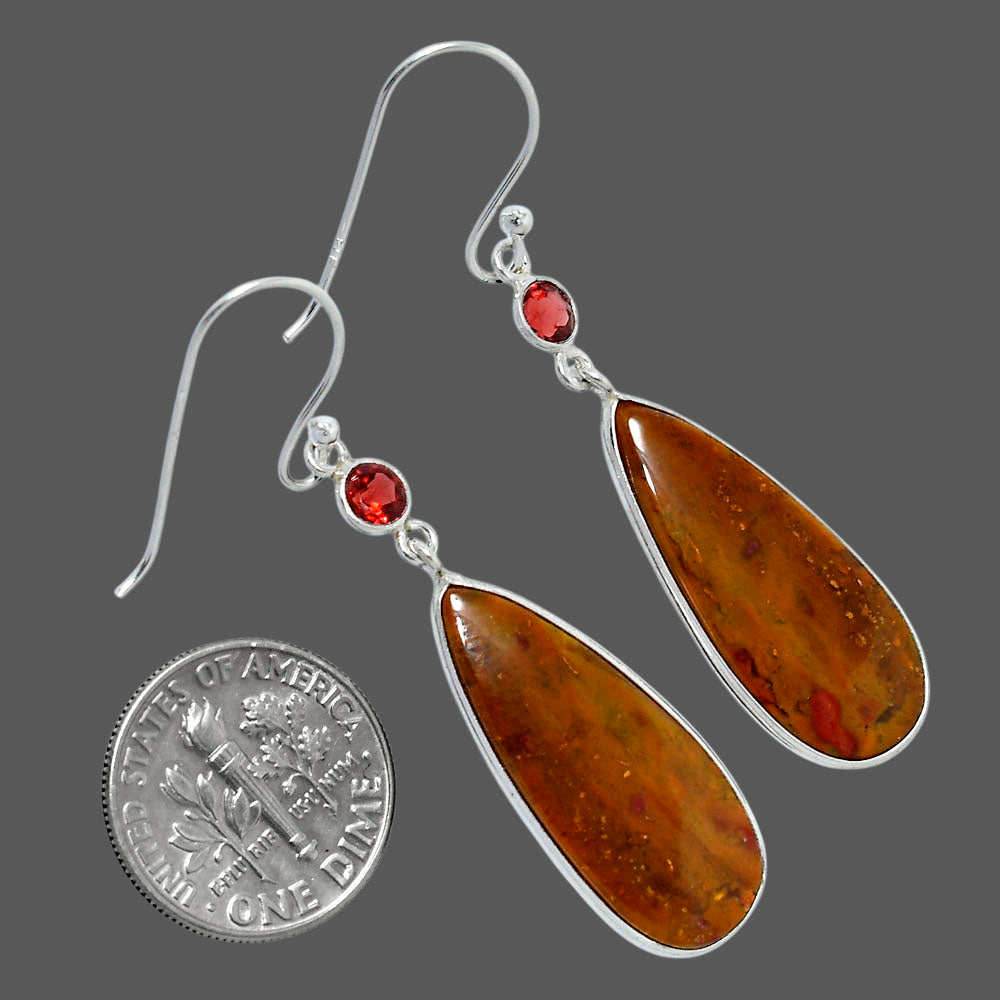 Natural Red Moss Agate & Garnet Earrings E-1002 SDE89834