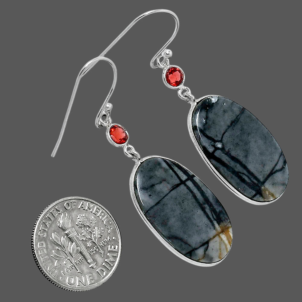 Natural Picasso Jasper & Garnet Earrings E-1002 SDE89847