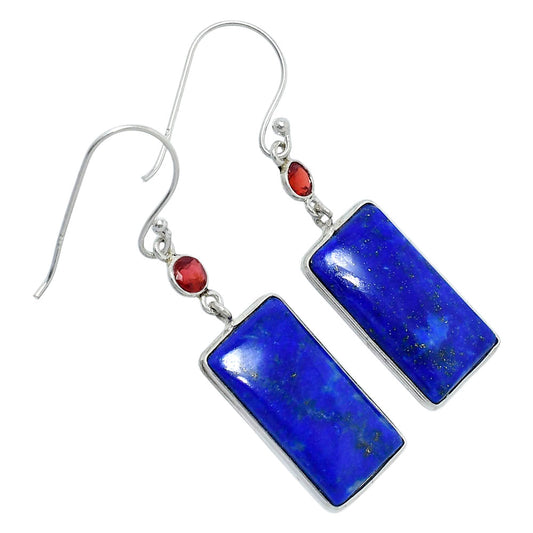 Lapis Lazuli - Afghanistan & Garnet Earrings E-1002 SDE89871