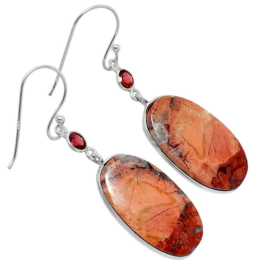 Natural Snake Skin Jasper & Garnet Earrings E-1002 SDE89920