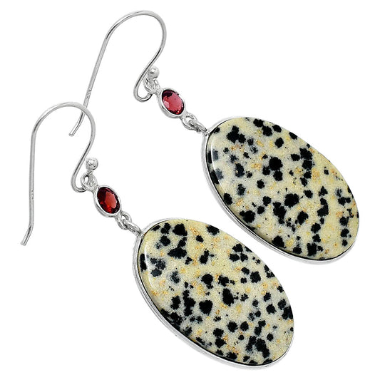 Natural Dalmatian & Garnet Earrings E-1002 SDE89931