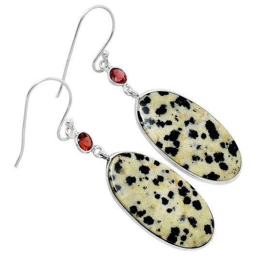 Natural Dalmatian & Garnet Earrings E-1002 SDE89933