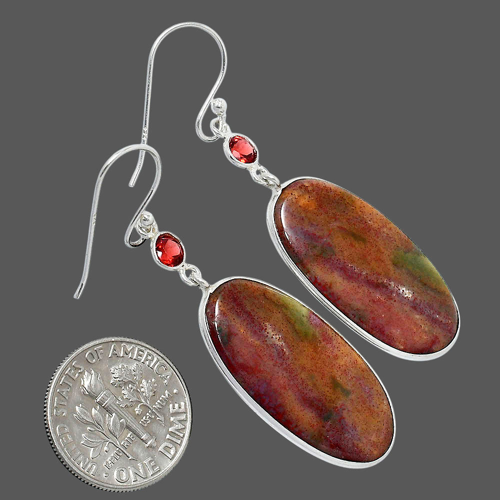 Natural Blood Stone - India & Garnet Earrings E-1002 SDE89945