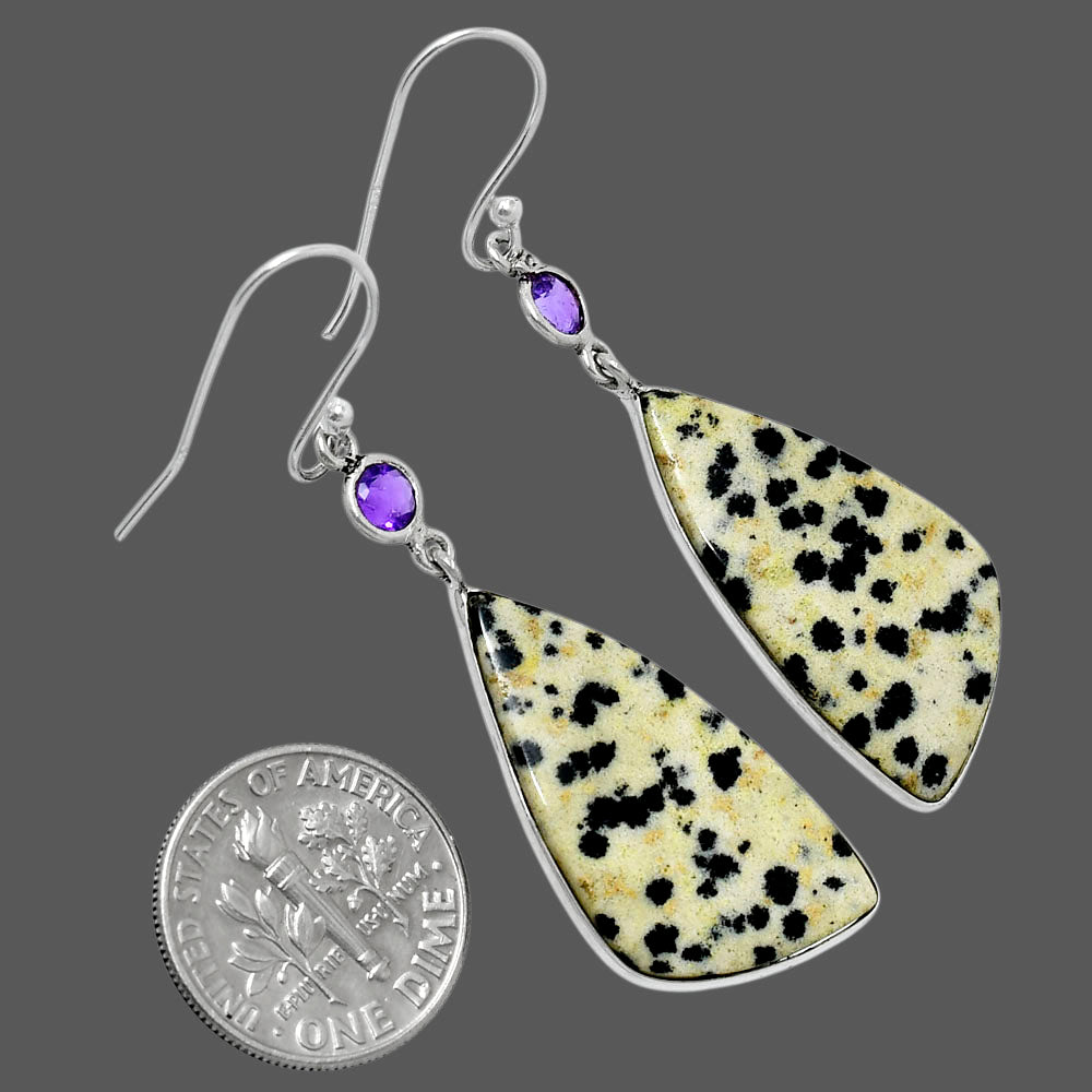 Natural Dalmatian & Amethyst Earrings E-1002 SDE89963