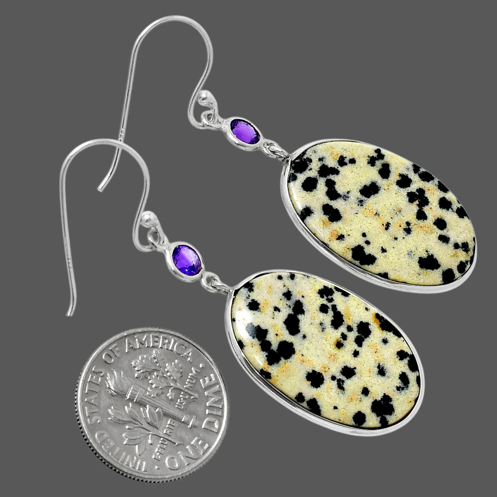 Natural Dalmatian & Amethyst Earrings E-1002 SDE89999