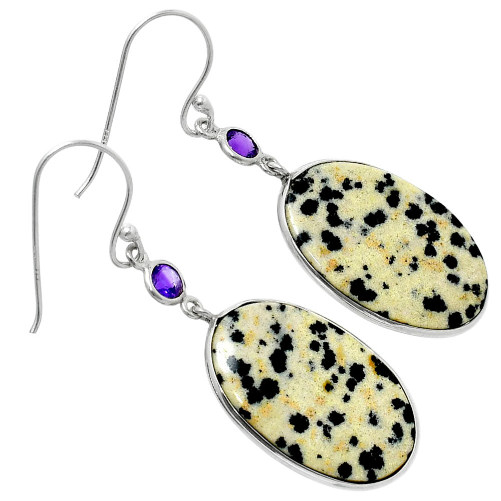 Natural Dalmatian & Amethyst Earrings E-1002 SDE89999
