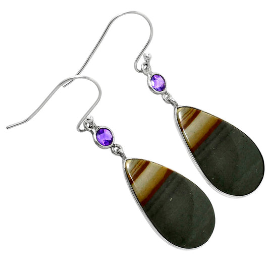 Natural Polygram Jasper & Amethyst Earrings E-1002 SDE90001