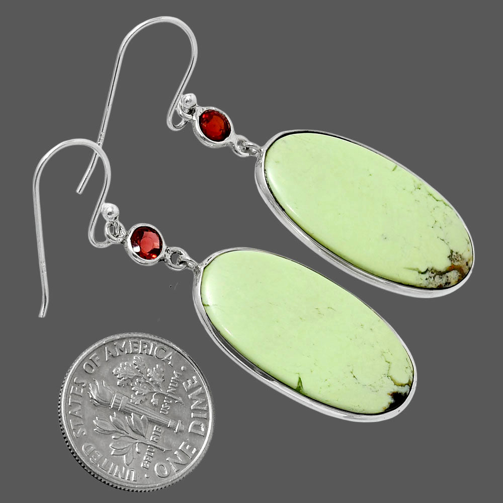 Lemon Chrysocolla - Brazil & Garnet Earrings E-1002 SDE90021