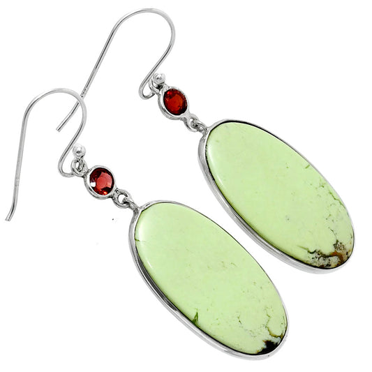 Lemon Chrysocolla - Brazil & Garnet Earrings E-1002 SDE90021
