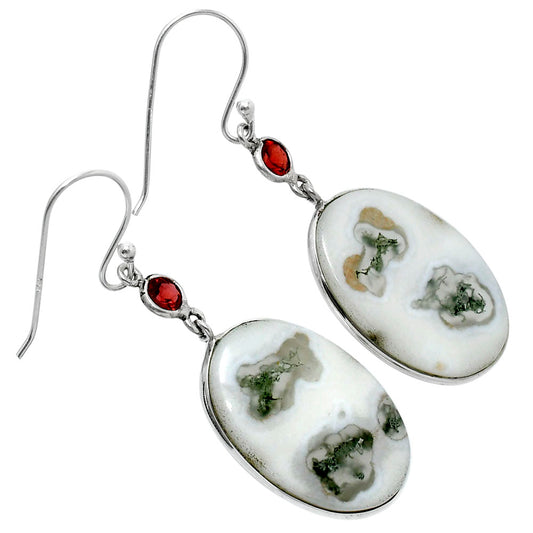Horse Canyon Moss Agate & Garnet Earrings E-1002 SDE90061