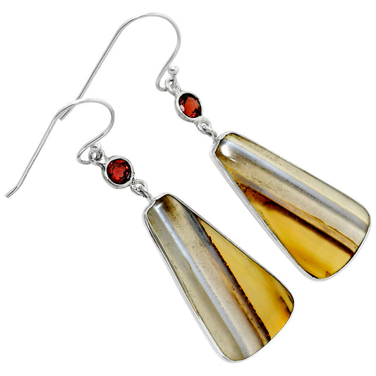 Natural Montana Agate - USA & Garnet Earrings E-1002 SDE90076
