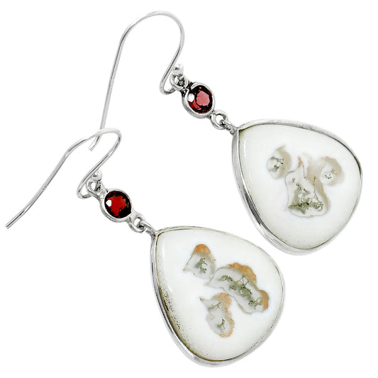 Horse Canyon Moss Agate & Garnet Earrings E-1002 SDE90080