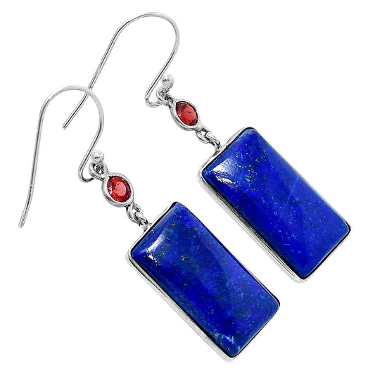 Lapis Lazuli - Afghanistan & Garnet Earrings E-1002 SDE90100