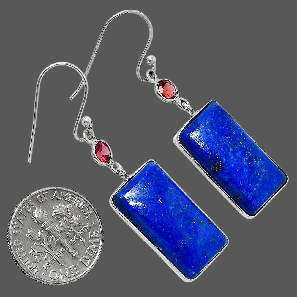 Lapis Lazuli - Afghanistan & Garnet Earrings E-1002 SDE90103