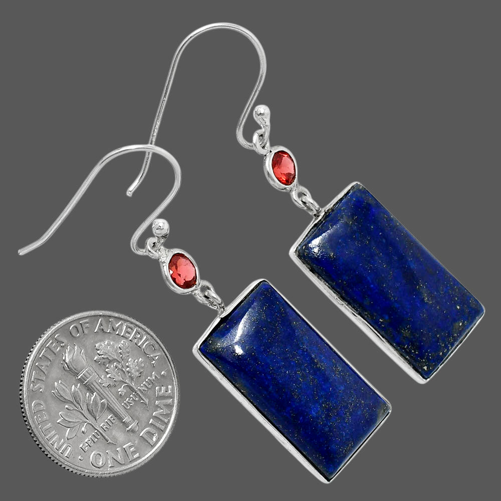 Lapis Lazuli - Afghanistan & Garnet Earrings E-1002 SDE90104