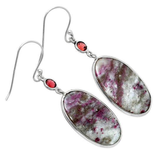 Natural Ruby-In-Feldspar & Garnet Earrings E-1002 SDE90136