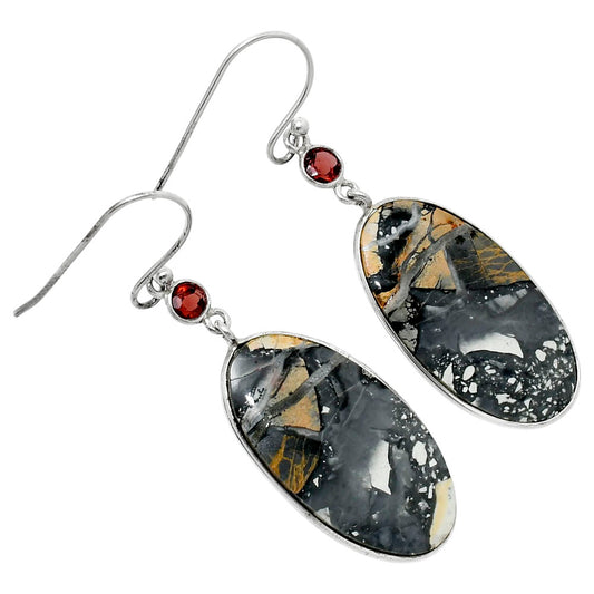 Maligano Jasper - Indonesia & Garnet Earrings E-1002 SDE90161