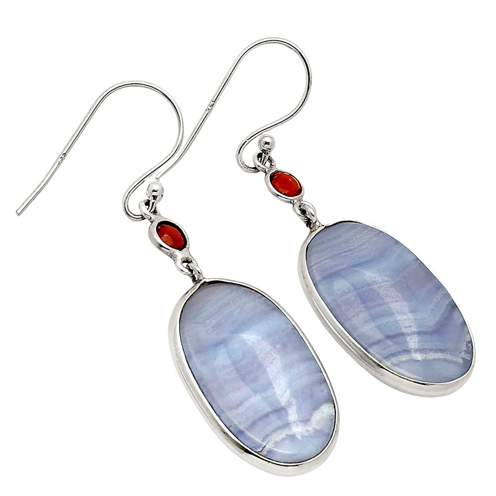 Blue Lace Agate and Garnet Earrings E-1002 SDE90203