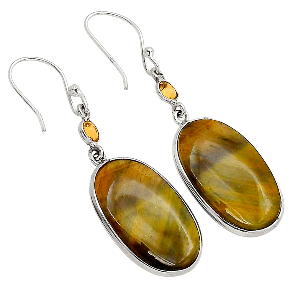 Blue Tiger Eye and Citrine Earrings E-1002 SDE90210