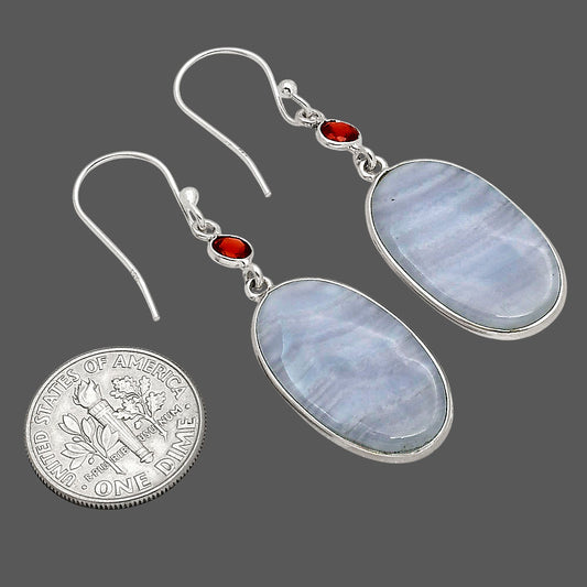 Blue Lace Agate and Garnet Earrings E-1002 SDE90230