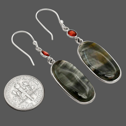 Blue Tiger Eye and Garnet Earrings E-1002 SDE90239