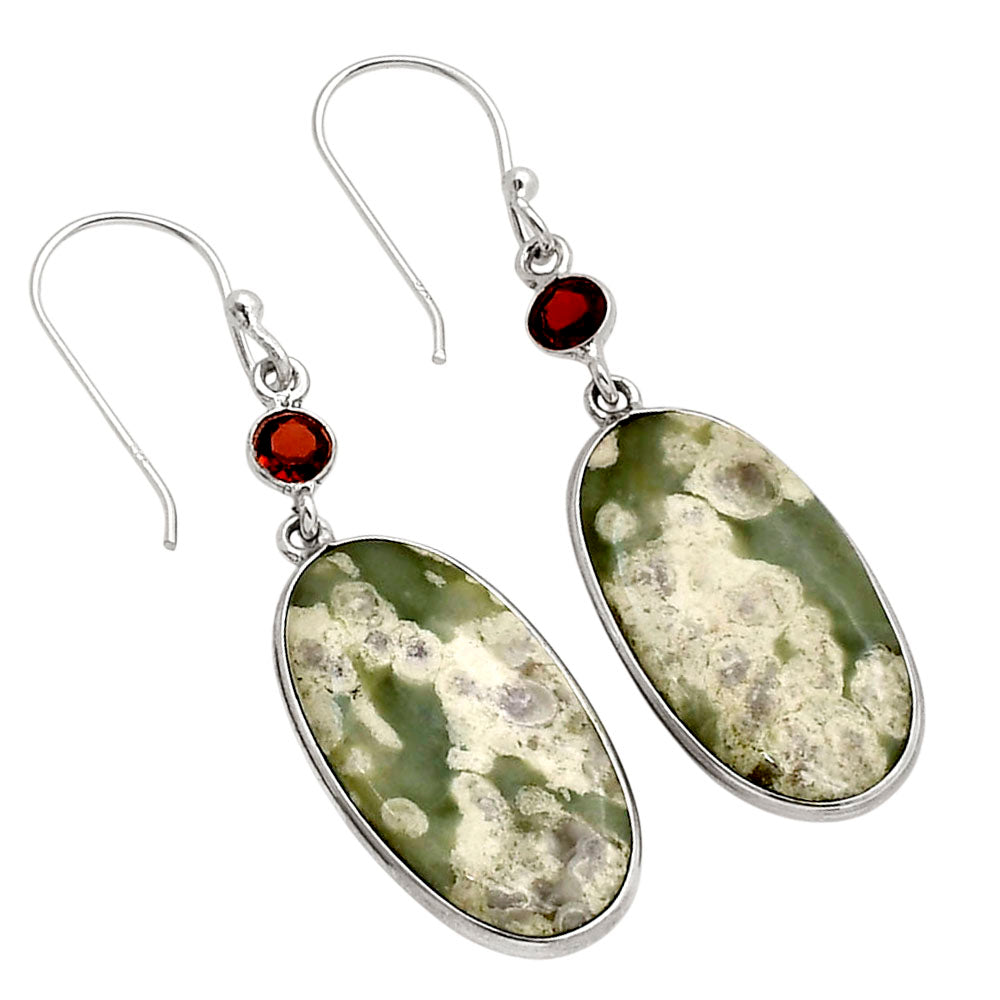 Peace Jade and Garnet Earrings E-1002 SDE90245