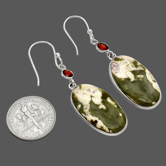 Peace Jade and Garnet Earrings E-1002 SDE90247
