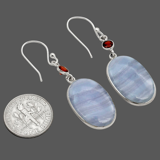 Blue Lace Agate and Garnet Earrings E-1002 SDE90250