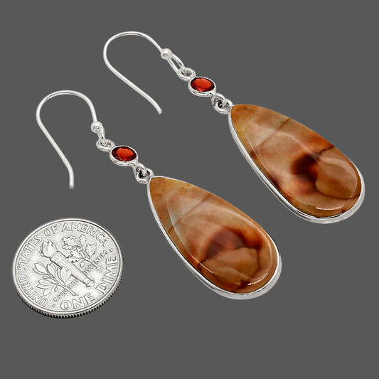 Red Mookaite and Garnet Earrings E-1002 SDE90268