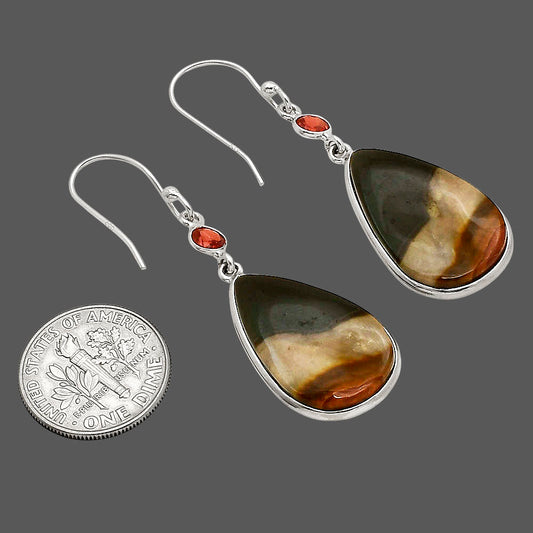 Polygram Jasper and Garnet Earrings E-1002 SDE90276