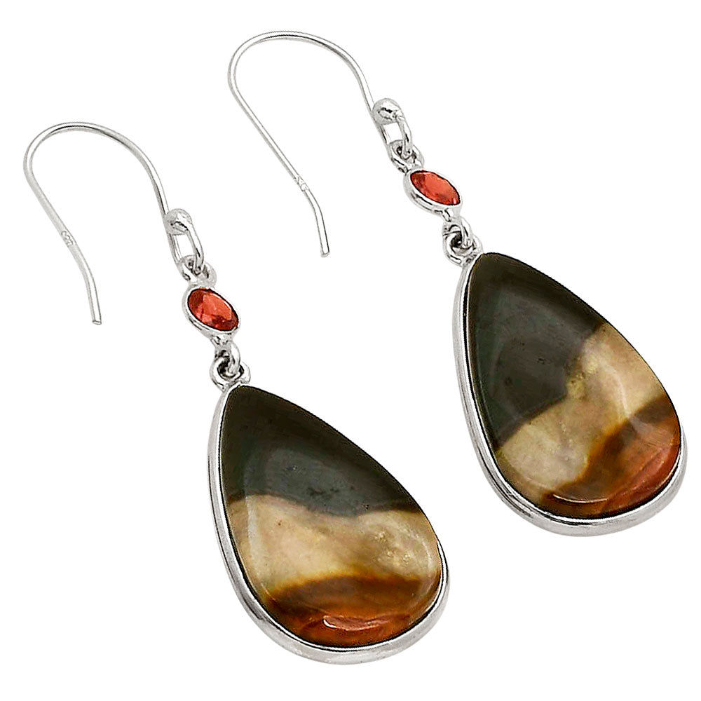 Polygram Jasper and Garnet Earrings E-1002 SDE90276
