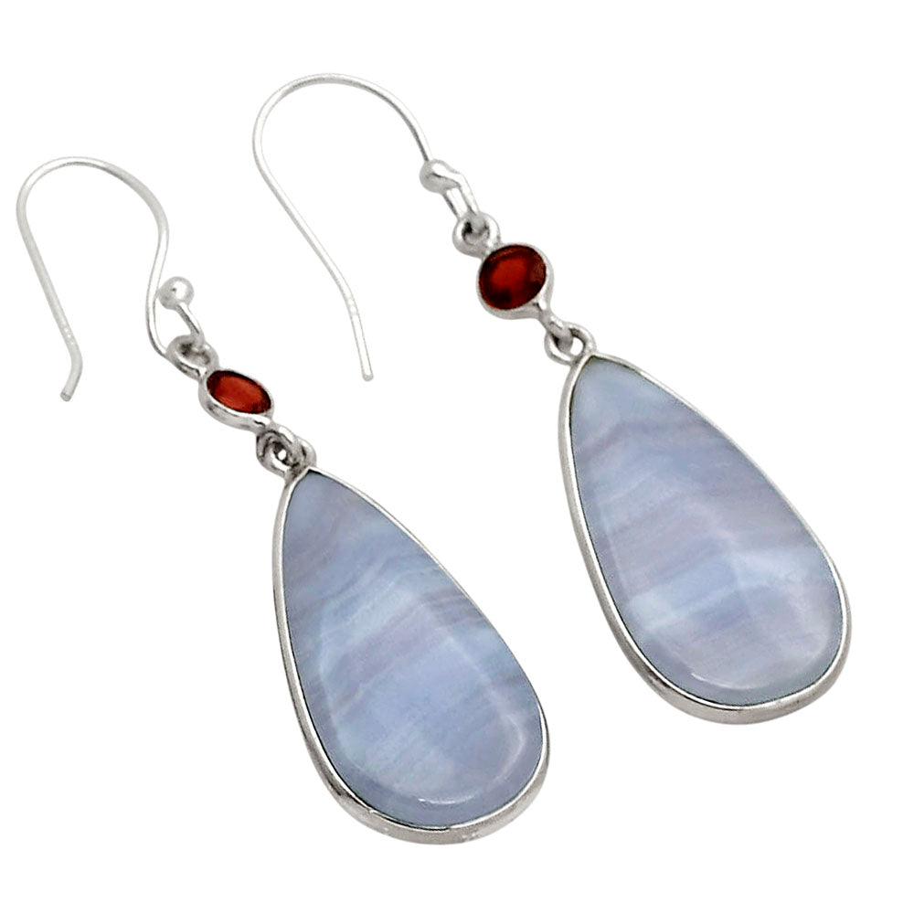 Blue Lace Agate and Garnet Earrings E-1002 SDE90277