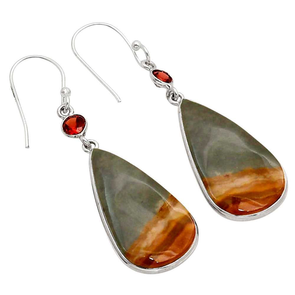 Polygram Jasper and Garnet Earrings E-1002 SDE90279