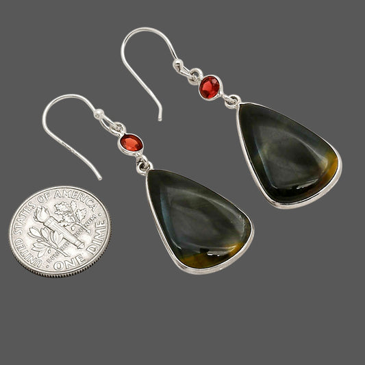 Blue Tiger Eye and Garnet Earrings E-1002 SDE90281