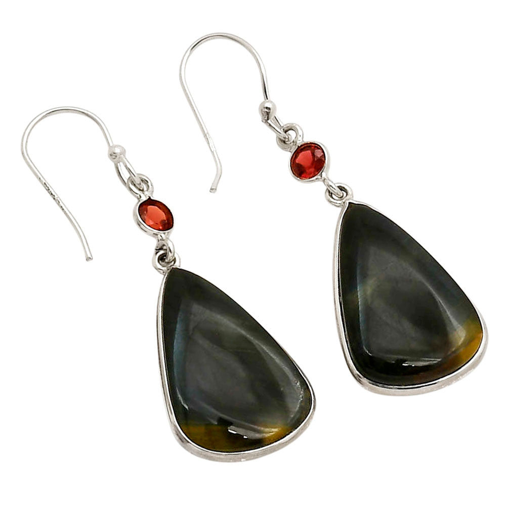 Blue Tiger Eye and Garnet Earrings E-1002 SDE90281